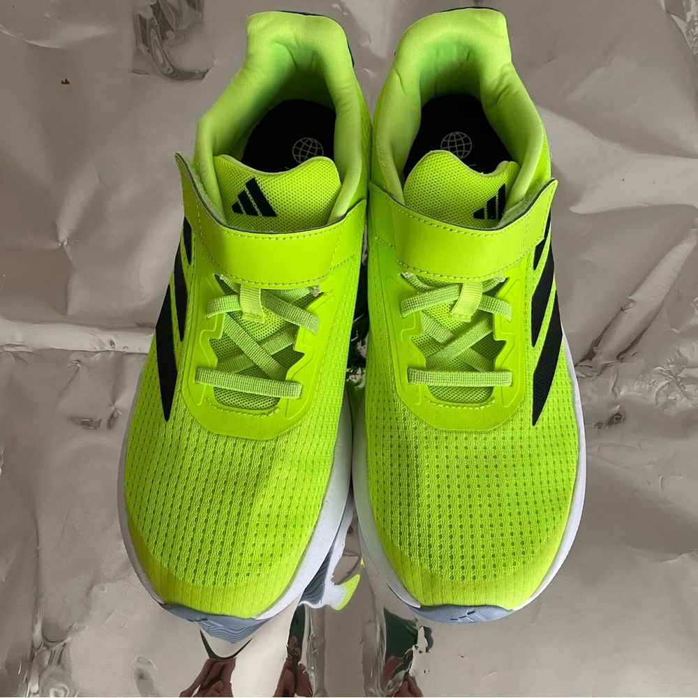 Adidas Duramo SL Big Kids Size 6 Youth Velcro Sneakers Neon Yellow Green